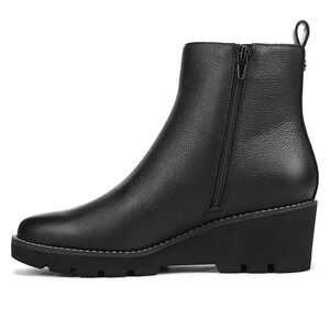 Vionic Aria 2.0 Womens Black Leather Wedge Ankle Boots Orthotic Support Size 6